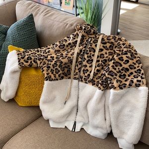 Cheetah zip up hoodie